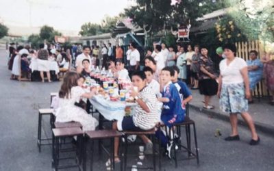 Celebración navideña en Población Manso de Velasco. Talca, 1996.