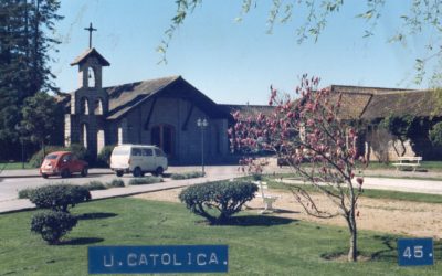Vista hacia la entrada de la U. Católica del Maule, Talca. s.f.