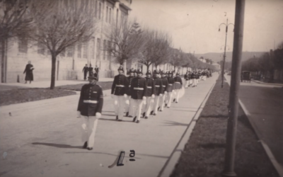 Desfile de la Primera Cia. Bomberos Talca, año 1943