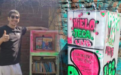 “La Hieloteca”: talquino transformó un refrigerador en una biblioteca comunitaria
