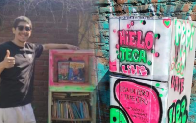 «La Hieloteca»: talquino transformó un refrigerador en una biblioteca comunitaria