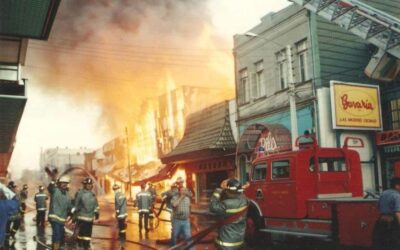 Incendio en el centro de Talca, calle 1 sur 6 y 7 Oriente, año 1999