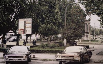 Paradero de Taxis en Estación de Talca, finales de la década de 1970